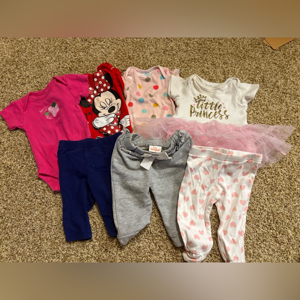 Baby Girl 3M Clothes Bundle | Minnie Mouse, Polka Dots, Hearts & More